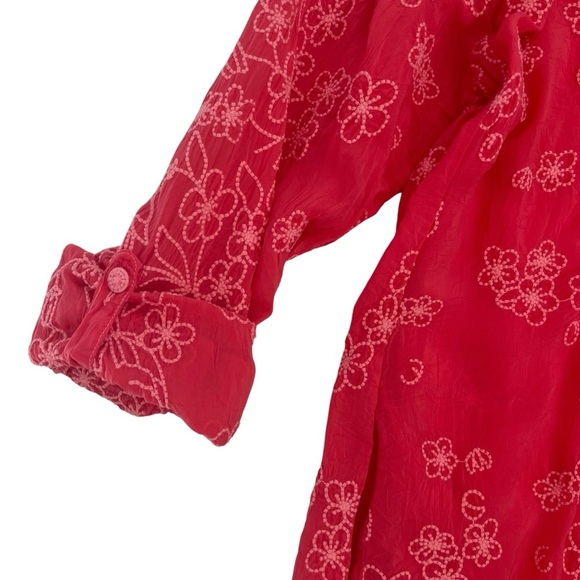 Johnny Was Birdie Marisol Embroidered Long Sleeve Tunic Top Coral Pink SZ M - Picture 8 of 14